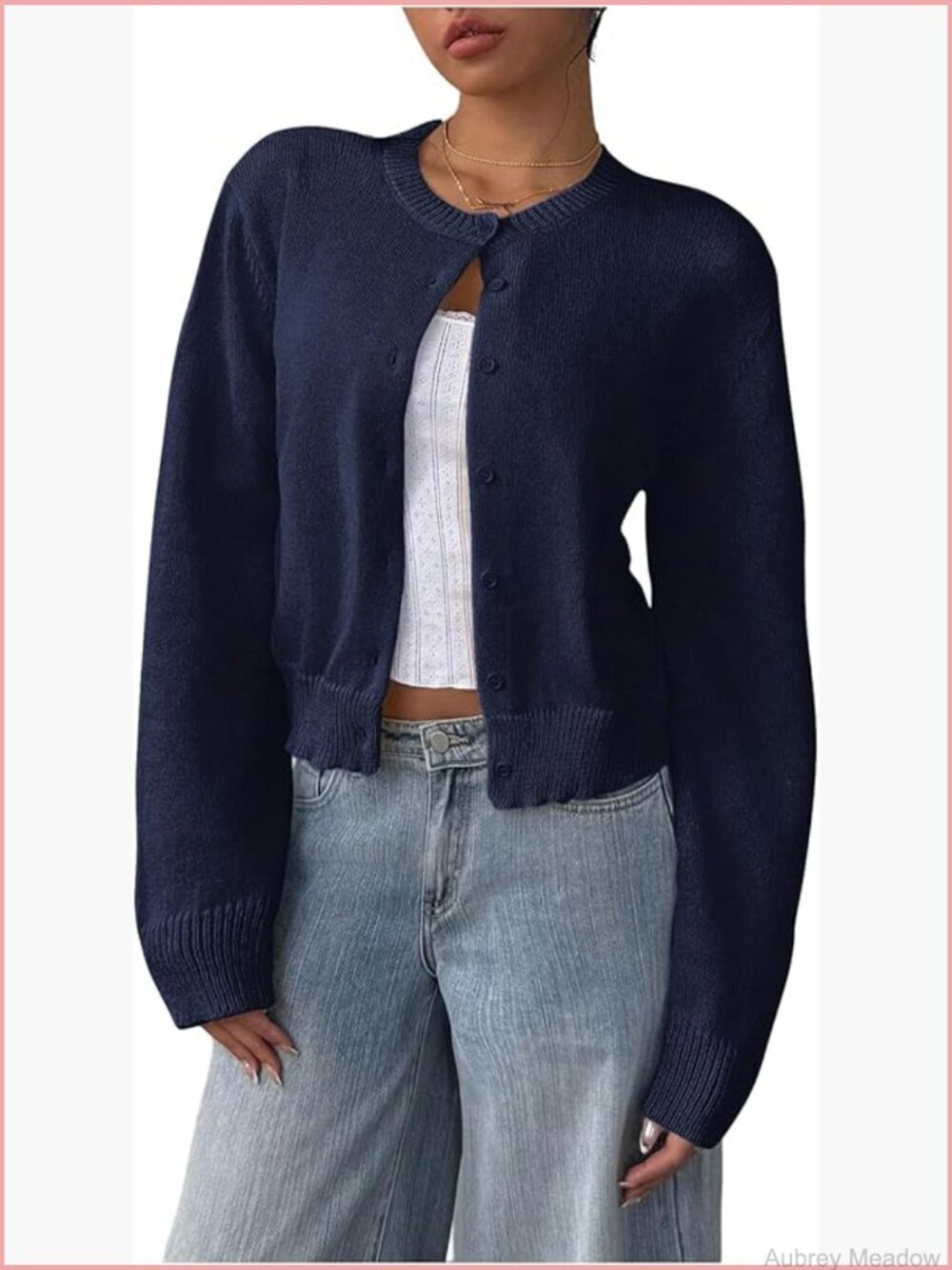 Women's Cropped Button Down Cardigan Sweater